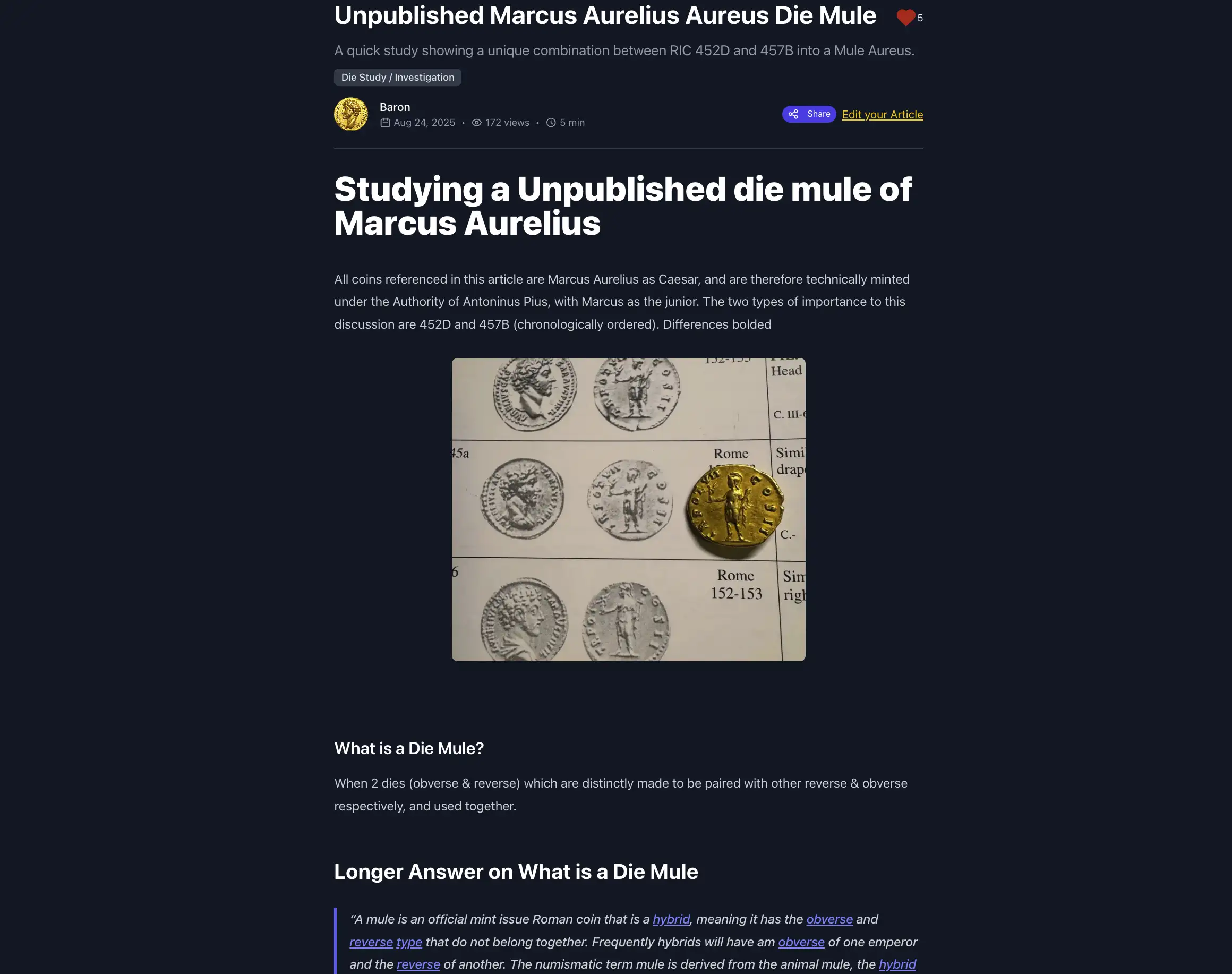 Numisvault blogging screenshot